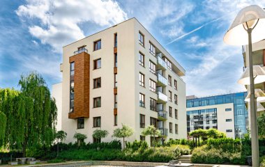 Modern apartman binası. Konut geliştirme