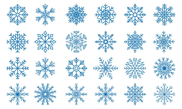 Colección Formas Copo Nieve Azul Sobre Fondo Blanco — Vector de stock