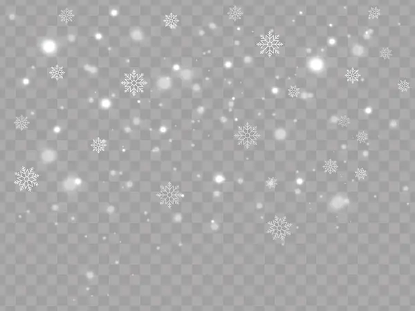 Fondo Invierno Con Estrellas Copos Nieve Sobre Fondo Transparente — Vector de stock