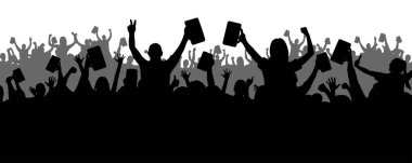Ekim Festivali arka planında parti kalabalığı, kendi renk tarzınız için iki katman, düz tasarım, şeffaf arkaplan, 