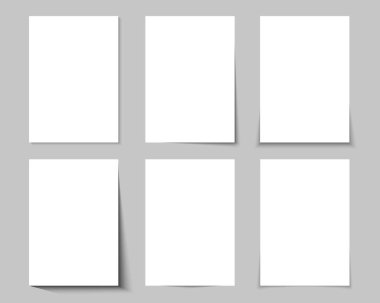 Boş beyaz poster ve farklı türde gölge içeren kağıt şablon