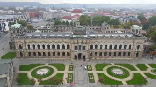 Dresden Yukarısında Zwinger Sarayı Majestic Gardens Göz Alıcı Insansız Hava — Stok video