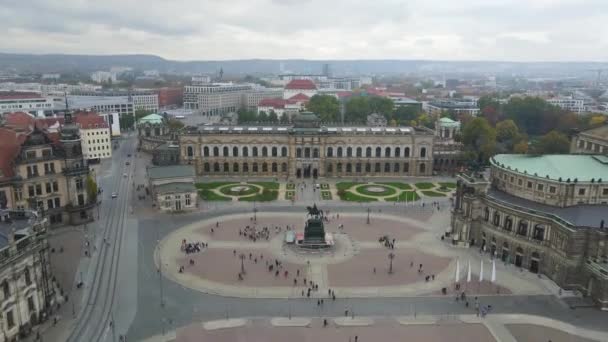 Dresden Keşfeden Kente Iconic Zwinger Sarayı Kuşbakışı Bakış — Stok video