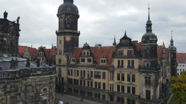Birds Eye View Dresdens Κεντρική Πλατεία Μια Εκπληκτική Περιήγηση Drone — Αρχείο Βίντεο