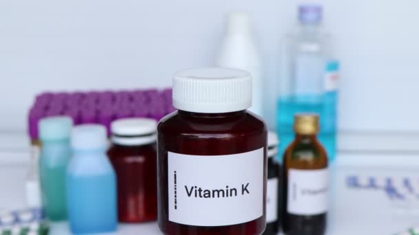 Вітамін Таблетки Пляшці Харчова Добавка Здоров Або Використовується Лікування Захворювань — стокове відео