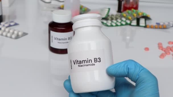 Vitamin Pills Bottle Food Supplement Health Used Treat Disease — Stock Video