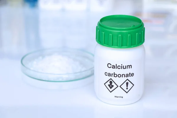 Carbonato Calcio Bottiglia Prodotto Chimico Laboratorio Nell Industria Sostanze Chimiche — Foto Stock
