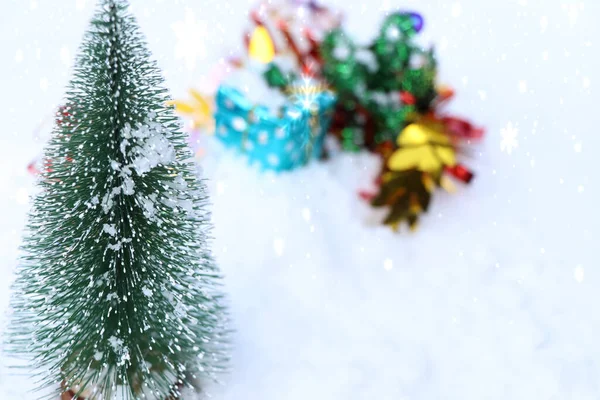 Christmas Decorations White Snow Snow Background Winter Festival — Stock Photo, Image