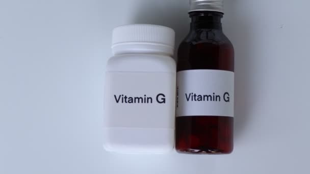 Comprimidos Vitamina Uma Garrafa Suplemento Alimentar Para Saúde Usado Para — Vídeo de Stock