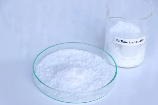 Sodium Benzoate Glass Chemical Laboratory Industry Chemicals Used Analysis — Stock Photo, Image