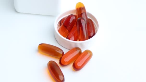 Nahaufnahme Vitaminpillen Nahrungsergänzungsmittel Für Die Gesundheit Oder Zur Behandlung Von — Stockvideo