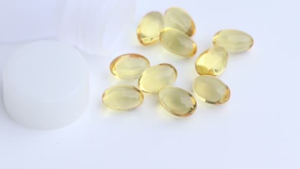 Zblízka Vitamin Pilulky Doplněk Stravy Pro Zdraví Nebo Používá Léčbě — Stock video