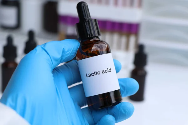 Lactic acid in a bottle, chemical ingredient in beauty product, skin care products