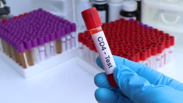 Prueba Cd4 Para Buscar Anomalías Sangre Muestra Sangre Para Analizar — Vídeo de stock