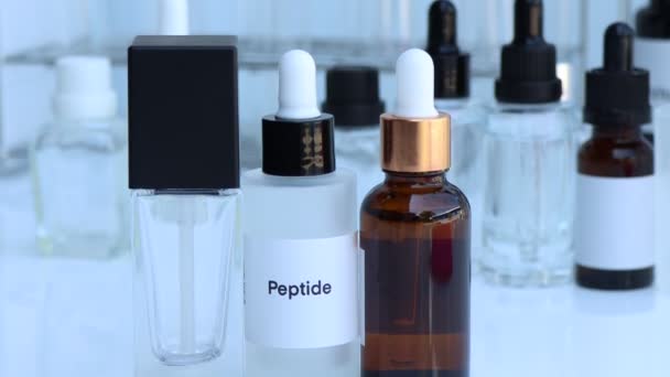 Пептид Пляшці Хімічний Інгредієнт Косметичному Продукті Засоби Догляду Шкірою — стокове відео