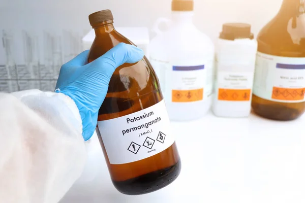 Permanganato Potasio Vidrio Sustancia Química Laboratorio Industria Sustancias Químicas Utilizadas — Foto de Stock