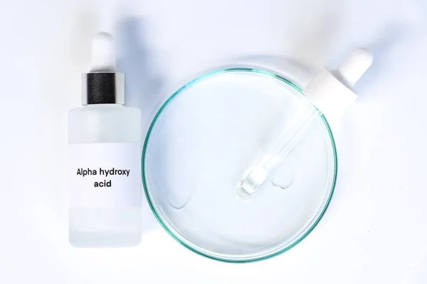 Alpha hydroxy acid in a bottle, chemical ingredient in beauty product, skin care products