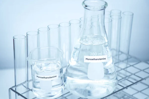 Monoetanol Amin Üvegben Vegyi Anyag Laboratóriumban Iparban — Stock Fotó