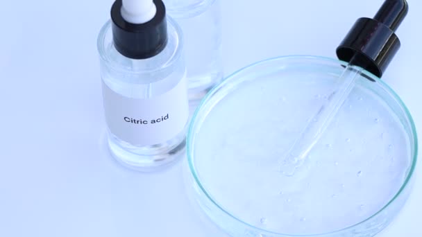 Acido Citrico Una Bottiglia Ingrediente Chimico Nel Prodotto Bellezza Prodotti — Video Stock