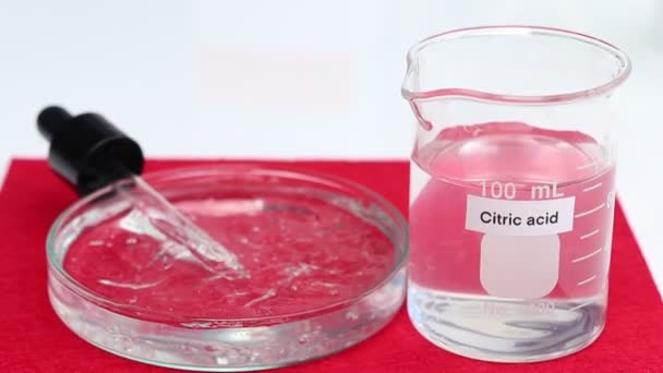 Kwas Cytrynowy Butelce Składnik Chemiczny Produktu Kosmetycznego Produkty Pielęgnacji Skóry — Wideo stockowe