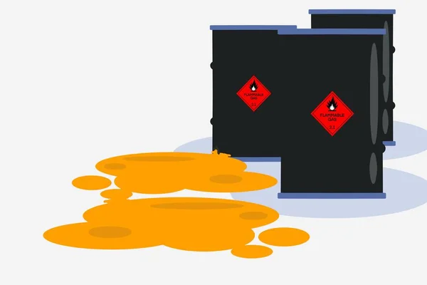 illustration Flammable liquid symbol on the chemical tank and leak, hazardous chemicals in the industry or laboratory