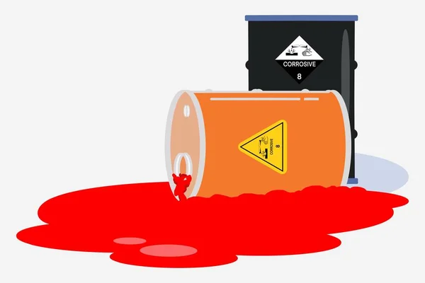 illustration corrosive liquid symbol on the chemical tank and spill, hazardous chemicals in the industry or laboratory