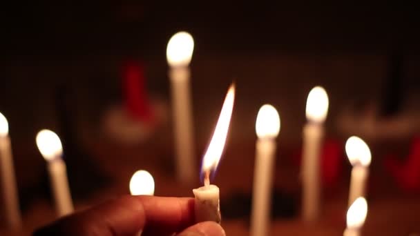 Kerzenlicht Dunkeln Kerzenlicht Hintergrund Und Bokeh — Stockvideo