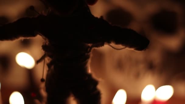 Calavera Velas Noche Religión Creencias Magia Ritual — Vídeo de stock