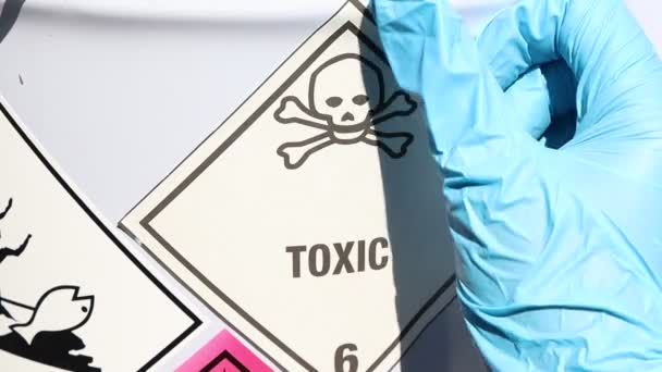 Ядовитый Символ Химической Продукции Опасных Химических Веществ Промышленности Лаборатории — стоковое видео