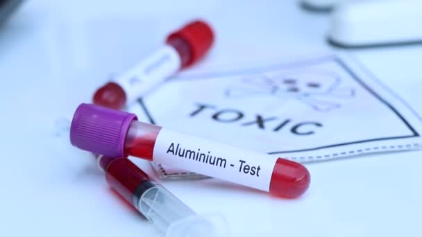 Prueba Aluminio Para Buscar Anomalías Sangre Muestra Sangre Para Analizar — Vídeos de Stock