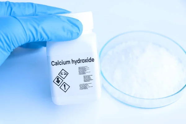 Hidróxido Cálcio Garrafa Produto Químico Laboratório Indústria Produtos Químicos Utilizados — Fotografia de Stock