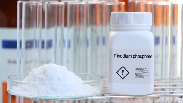 Fosfato Trisódico Botella Químico Laboratorio Industria Productos Químicos Utilizados Análisis — Vídeos de Stock