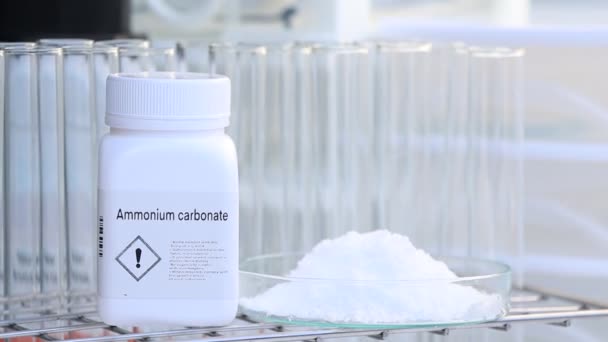 Carbonato Amonio Botella Químico Laboratorio Industria Productos Químicos Utilizados Análisis — Vídeos de Stock
