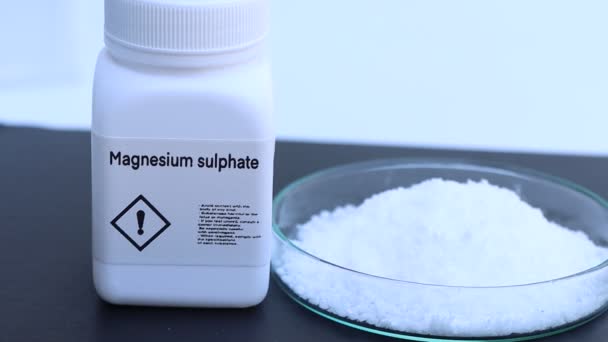 Solfato Magnesio Bottiglia Prodotto Chimico Laboratorio Nell Industria Sostanze Chimiche — Video Stock