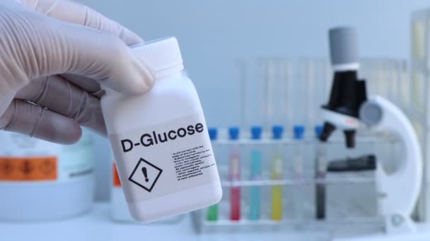 Glukoza Butelce Chemikalia Laboratorium Przemyśle Chemikalia Stosowane Analizie — Wideo stockowe
