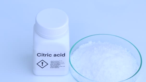 Ácido Cítrico Botella Químico Laboratorio Industria Productos Químicos Utilizados Análisis — Vídeos de Stock