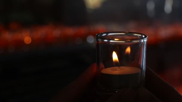 Свічка Світло Темряві Релігія Віра Свічка Світла Фон — стокове відео