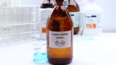 copper sulphate in bottle , chemical in the laboratory and industry, Chemical used in the analysis