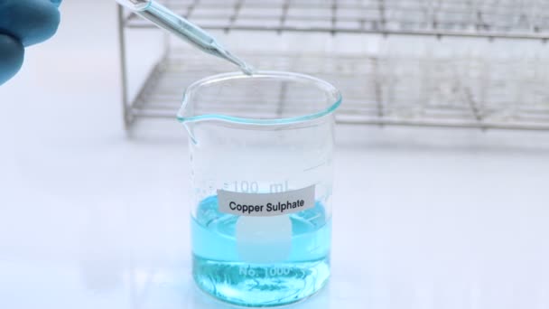 Copper Sulphate Bottle Chemical Laboratory Industry Chemical Used Analysis — Vídeo de Stock