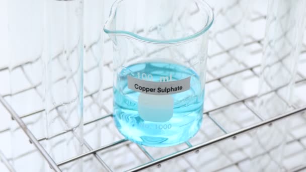 Copper Sulphate Bottle Chemical Laboratory Industry Chemical Used Analysis — Vídeo de Stock