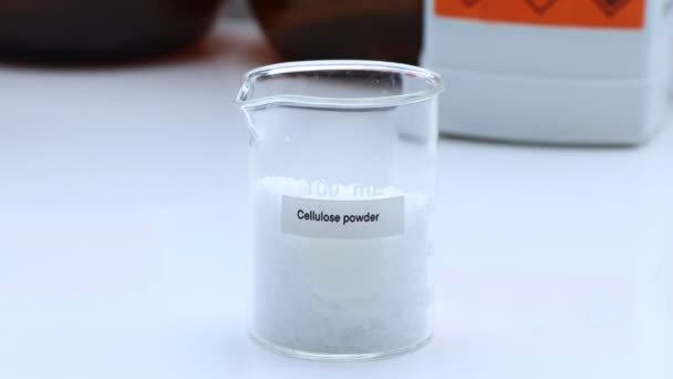 Cellulose Powder Bottle Chemical Laboratory Industry Chemical Used Analysis — Stock video