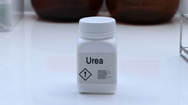 Urea Bottle Chemical Laboratory Industry Chemical Used Analysis — Stock video
