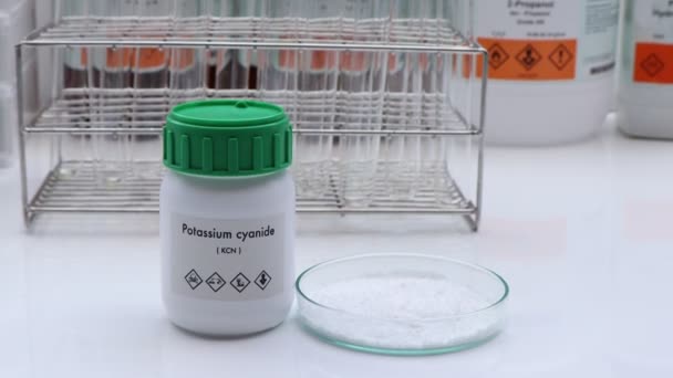 Potassium Cyanide Bottle Chemical Laboratory Industry Chemical Used Analysis — 비디오