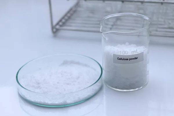 cellulose powder in bottle , chemical in the laboratory and industry, Chemical used in the analysis