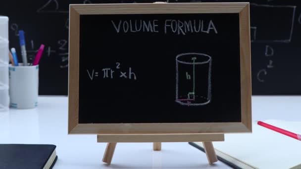 Blackboard Hand Written Geometry Volume Formulas Geometric Shapes Figures — Stok video