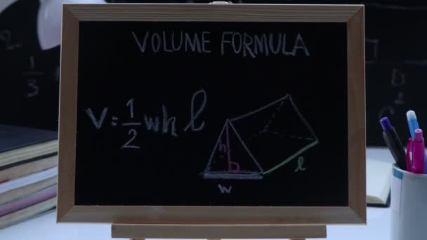 Blackboard Hand Written Geometry Volume Formulas Geometric Shapes Figures — Stockvideo