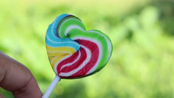 Pattern Candy Colorful Lollipops Candy Background Sweet Candies Close — Video