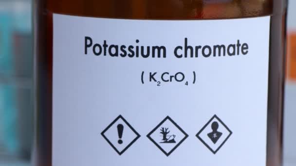 Potassium Chromate Bottle Chemical Laboratory Industry Chemical Used Analysis — Vídeo de Stock