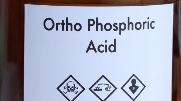 Ortho Phosphoric Acid Bottle Chemical Laboratory Industry Chemical Used Analysis — Wideo stockowe
