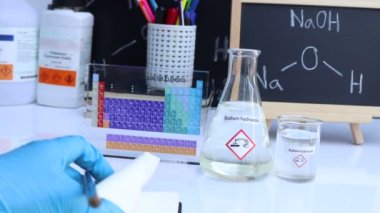 sodium hydroxide and periodic table of elements, learning in the laboratory 